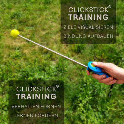 ASCO ClickStick - Target Stick mit abnehmbarem Premium Clicker - Target Stab für Hunde Katzen Clickertraining - Targetstick ausziehbar mit extra Klicker - Targetstab für Target-Training - Medikratz 