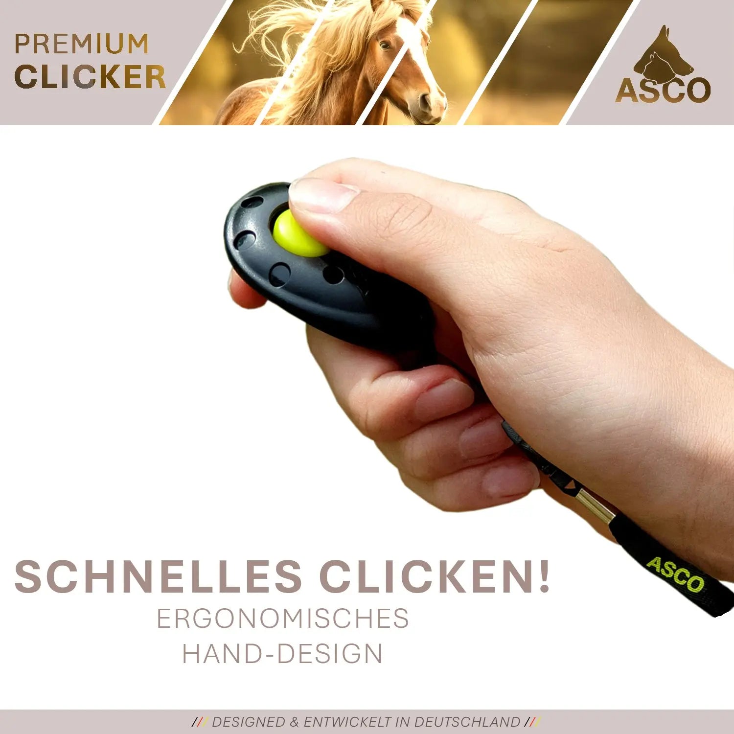 ASCO Finger Clicker – Clickertraining Premium Klicker für Hunde, Katzen, Pferde - Medikratz 