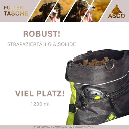 ASCO Futterbeutel mit Einhand-Schnappverschluss, Leckerlibeutel 20x20 cm, QuickTouch Leckerlietasche - Medikratz 