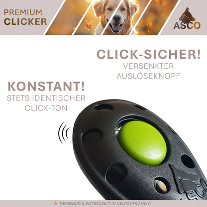 ASCO Premium Clicker – Clickertraining Profi Klicker für Hunde, Katzen, Pferde - Medikratz 