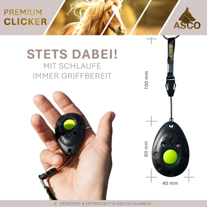 ASCO Premium Clicker – Clickertraining Profi Klicker für Hunde, Katzen, Pferde - Medikratz 