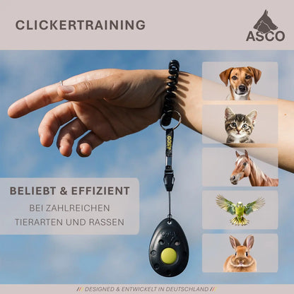 ASCO Premium Clicker – Clickertraining Profi Klicker für Hunde, Katzen, Pferde - Medikratz 