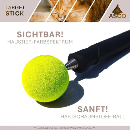 ASCO Target Stick - Target Stab für Hunde Katzen Targettraining - Targetstick ausziehbar mit Softball - Edelstahl Targetstab mit Teleskopfunktion - Medikratz 