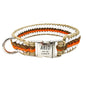 Arlo – Handgefertigtes Paracord Hundehalsband mit Gravur | Orange-Braun-Weiß-Beige - Medikratz 
