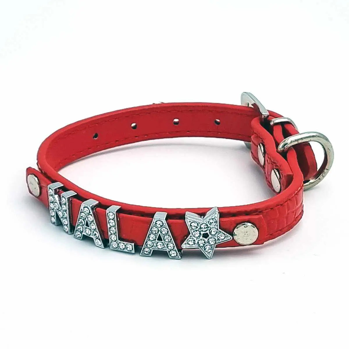 Cooles Kroko Hundehalsband personalisiert mit Glitzersteinen + Symbol - Medikratz 