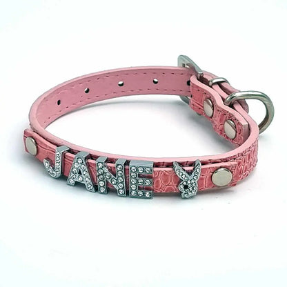 Cooles Kroko Hundehalsband personalisiert mit Glitzersteinen + Symbol - Medikratz 