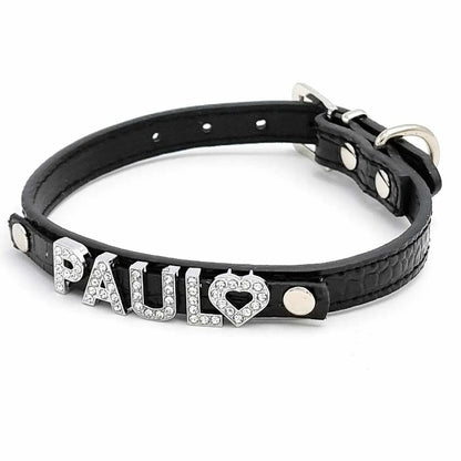 Cooles Kroko Hundehalsband personalisiert mit Glitzersteinen + Symbol - Medikratz 