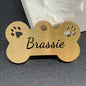 Edle Hundemarke aus Messing "Brassie" mit Pfötchen-Design und individueller Gravur mypfote.com