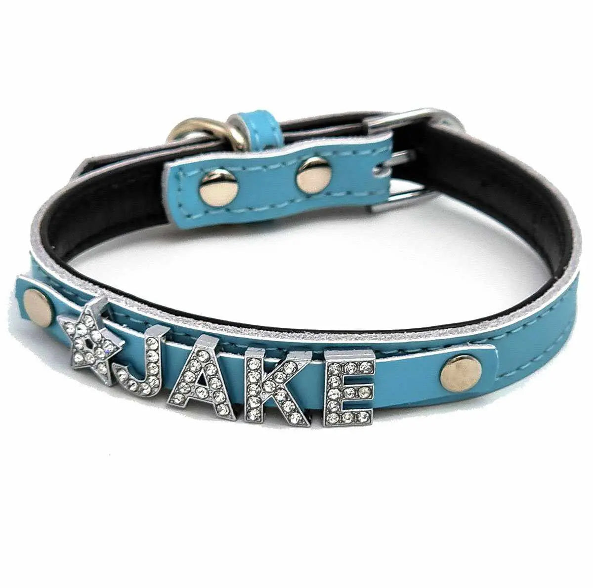 Edles Hundehalsband aus Leder personalisiert mit Glitzersteinen + Symbol - Medikratz 
