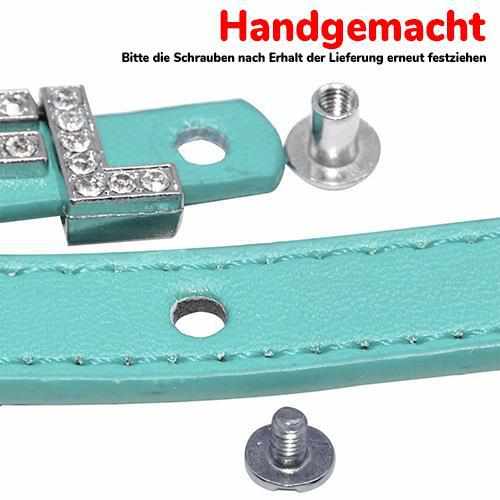 Edles Hundehalsband aus Leder personalisiert mit Glitzersteinen + Symbol - Medikratz 