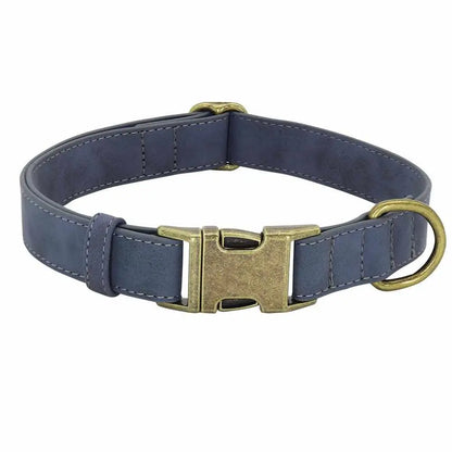 Edles Hundehalsband im Vintagelook mit Messingschnalle und kostenloser Gravur Name und Telefon - Medikratz 