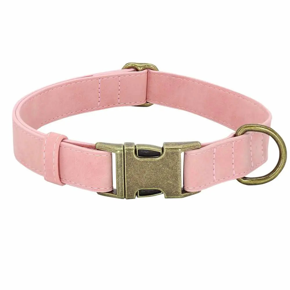 Edles Hundehalsband im Vintagelook mit Messingschnalle und kostenloser Gravur Name und Telefon - Medikratz 