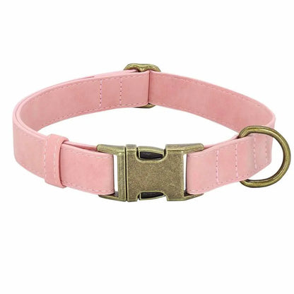 Edles Hundehalsband im Vintagelook mit Messingschnalle und kostenloser Gravur Name und Telefon - Medikratz 