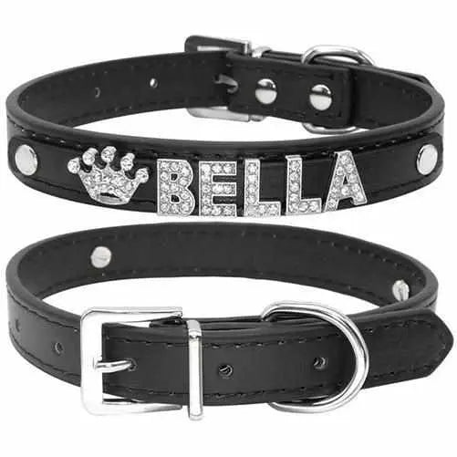 Edles Hundehalsband personalisiert mit Glitzersteinen + Symbol - Medikratz 