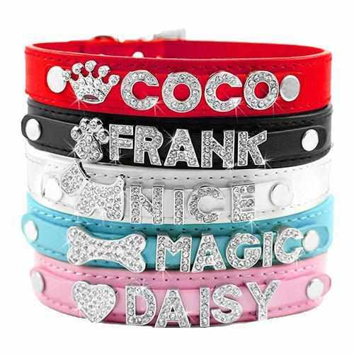 Edles Hundehalsband personalisiert mit Glitzersteinen + Symbol - Medikratz 