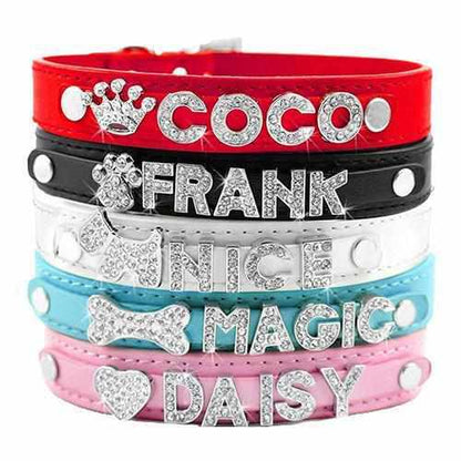 Edles Hundehalsband personalisiert mit Glitzersteinen + Symbol - Medikratz 