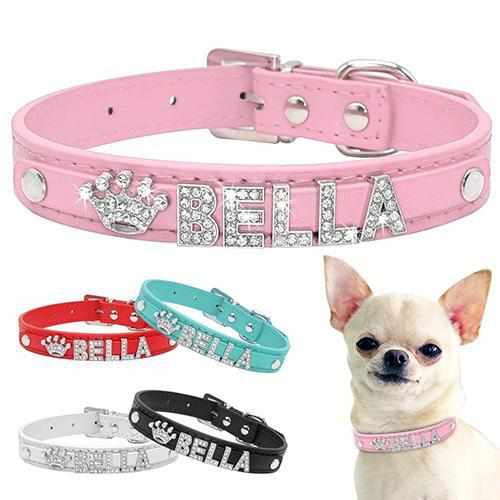 Edles Hundehalsband personalisiert mit Glitzersteinen + Symbol - Medikratz 