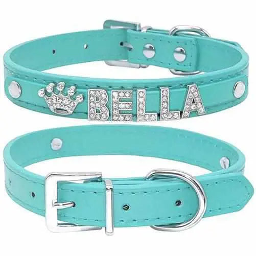 Edles Hundehalsband personalisiert mit Glitzersteinen + Symbol - Medikratz 