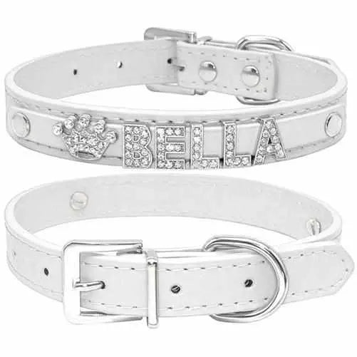 Edles Hundehalsband personalisiert mit Glitzersteinen + Symbol - Medikratz 