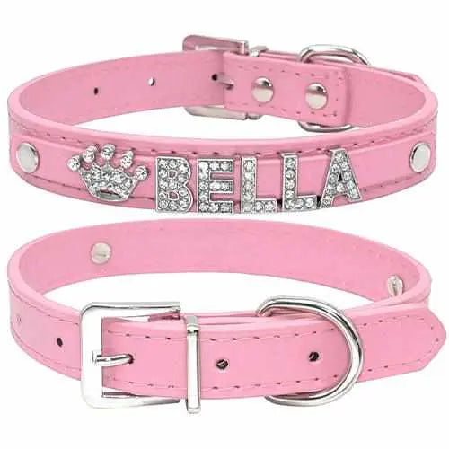 Edles Hundehalsband personalisiert mit Glitzersteinen + Symbol - Medikratz 
