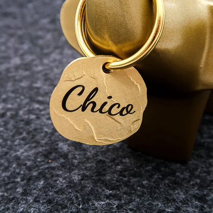 Extravagante Vintage Hundemarke mit Gravur personalisiert, Material Messing, 25mm - Medikratz 