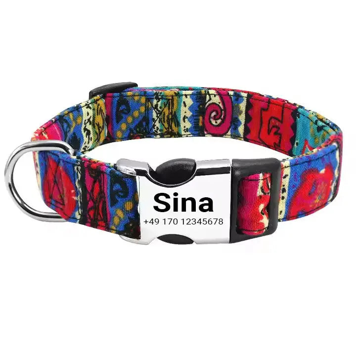 Hundehalsband „Sina“ – Personalisiert mit Namen & Nummer | Verstellbar, bunt & robust - Medikratz 