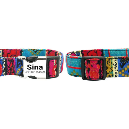 Hundehalsband „Sina“ – Personalisiert mit Namen & Nummer | Verstellbar, bunt & robust - Medikratz 