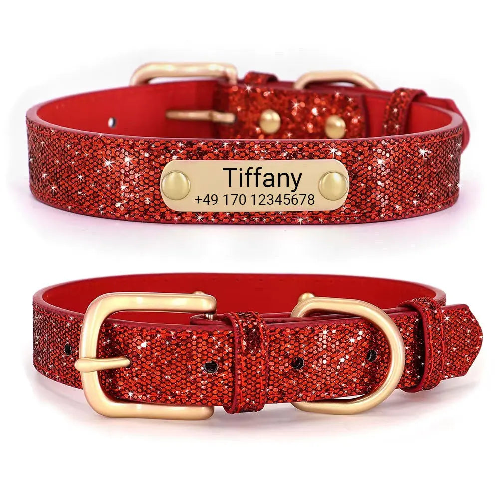 Hundehalsband "Tiffany" mit Namen und Telefon personalisiert. Lasergravur inklusive. - Medikratz 