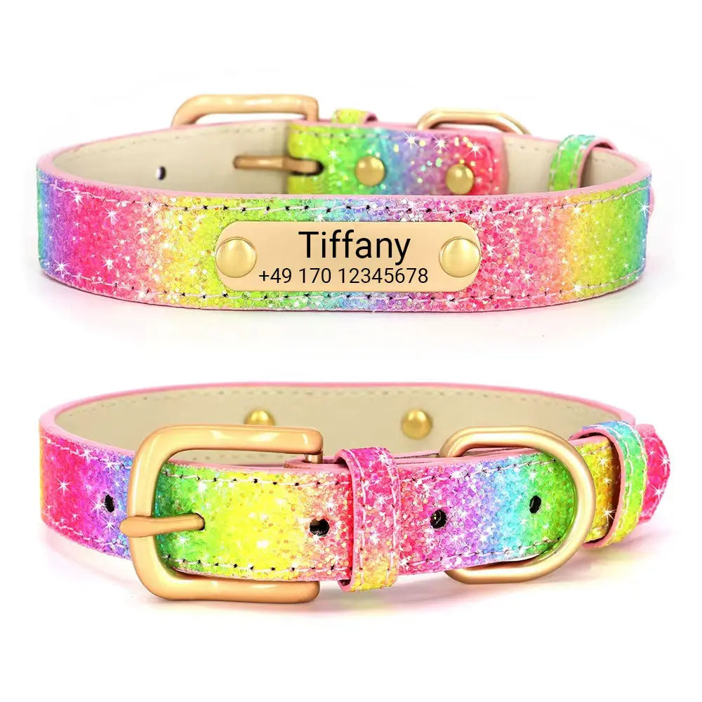 Hundehalsband "Tiffany" mit Namen und Telefon personalisiert. Lasergravur inklusive. - Medikratz 