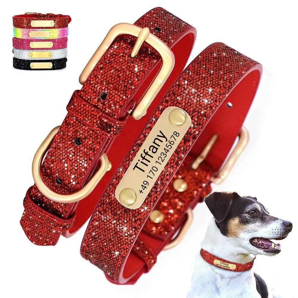 Hundehalsband "Tiffany" mit Namen und Telefon personalisiert. Lasergravur inklusive. - Medikratz 