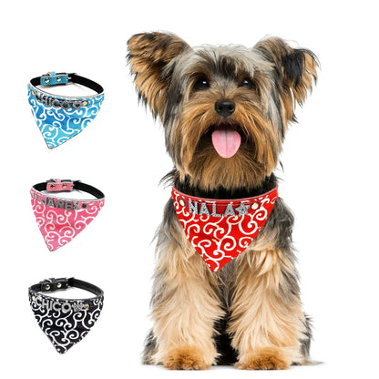 Hundehalstuch mit Namen und Hundehalsband aus echtem Leder. Besetzt mit glitzer Strass-Buchstaben - Medikratz 