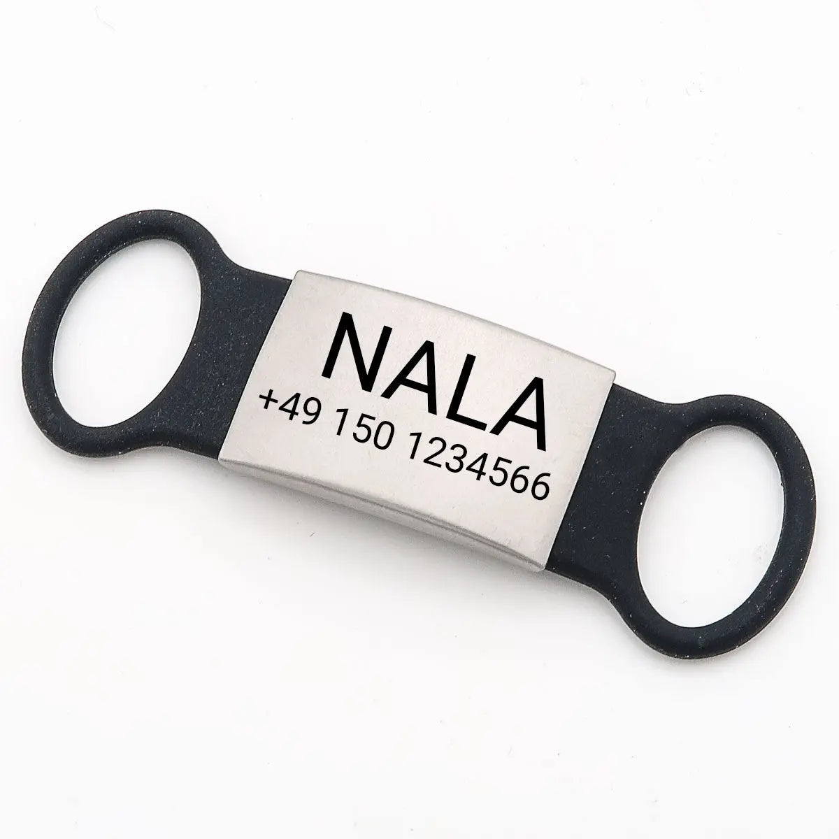 Klapperfreie Hundemarke Silikonslider mit Edelstahl-Schild für Halsbänder inkl. GRATIS Gravur - Medikratz 