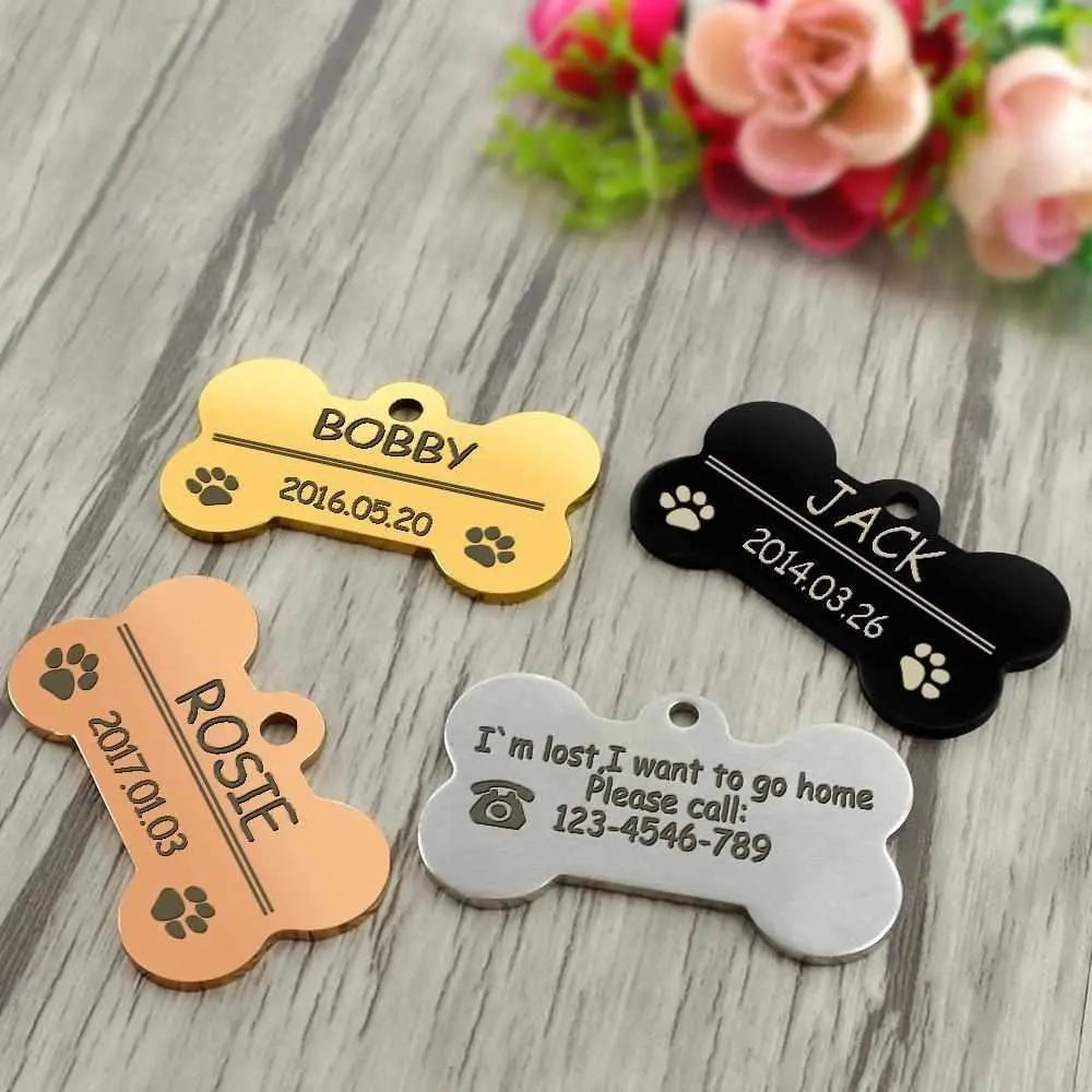 Personalisierte Hundemarke Knochenform – Individuell gravierte Metallmarke für Hunde & Katzen – Robustes Material, verschiedene Größen & Farben - Medikratz 