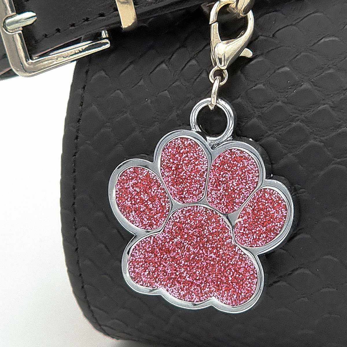 Personalisierte Hundemarke in Pfötchenform – Metallmarke mit kostenloser Gravur für Hunde & Katzen – Glitzernde Farben, verschiedene Größen und Designs - Medikratz 