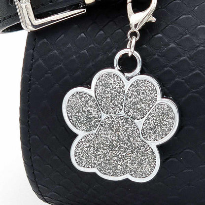 Personalisierte Hundemarke in Pfötchenform – Metallmarke mit kostenloser Gravur für Hunde & Katzen – Glitzernde Farben, verschiedene Größen und Designs - Medikratz 