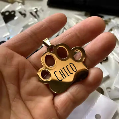 Personalisierte Hundemarke mit Gravur aus Edelstahl – Name & Telefonnummer – 30 mm – Gold, Silber & Rosé - Medikratz 