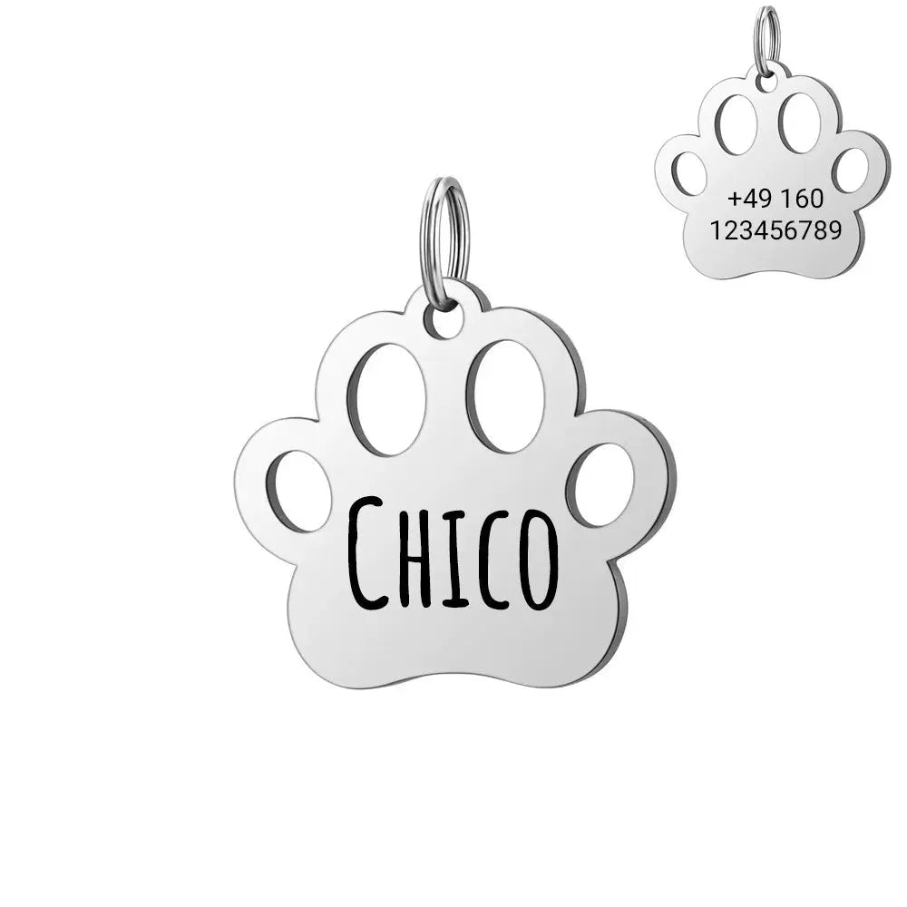 Personalisierte Hundemarke mit Gravur aus Edelstahl – Name & Telefonnummer – 30 mm – Gold, Silber & Rosé - Medikratz 