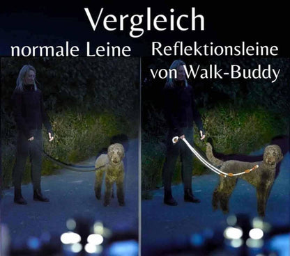 Reflektionsleine GLOW stark reflektierend längenverstellbar und vegan - Medikratz 