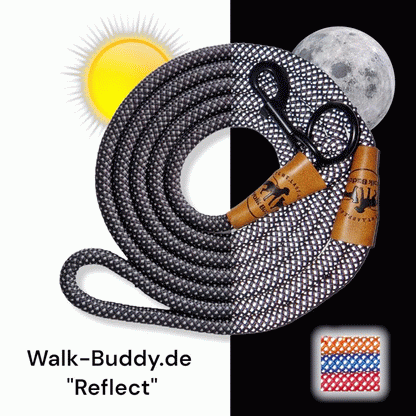 Reflektionsleine GLOW stark reflektierend mit Handschlaufe und vegan - Medikratz 