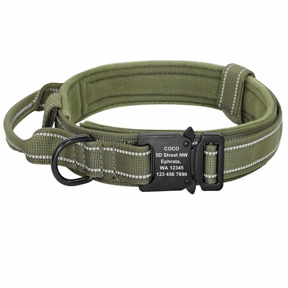 Taktisches Hundehalsband mit Namen und Griff, gratis Gravur auf Schnalle - Medikratz 