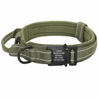 Taktisches Hundehalsband mit Namen und Griff, gratis Gravur auf Schnalle - Medikratz 