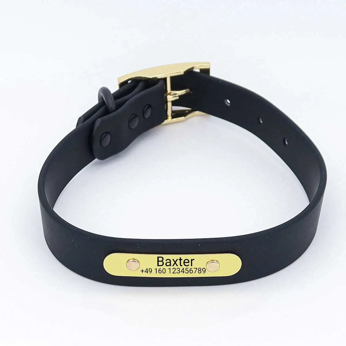 Wasserfestes Biothane Hundehalsband "Baxter" mit Gravur – Name & Telefonnummer – Outdoor – Grün oder Schwarz – S, M, L - Medikratz 
