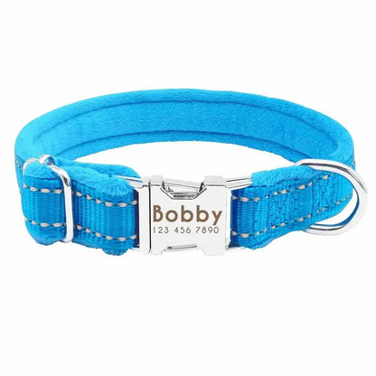 Weiches gepolstertes Hundehalsband mit Namen, reflektierend, GRATIS Gravur - Medikratz 